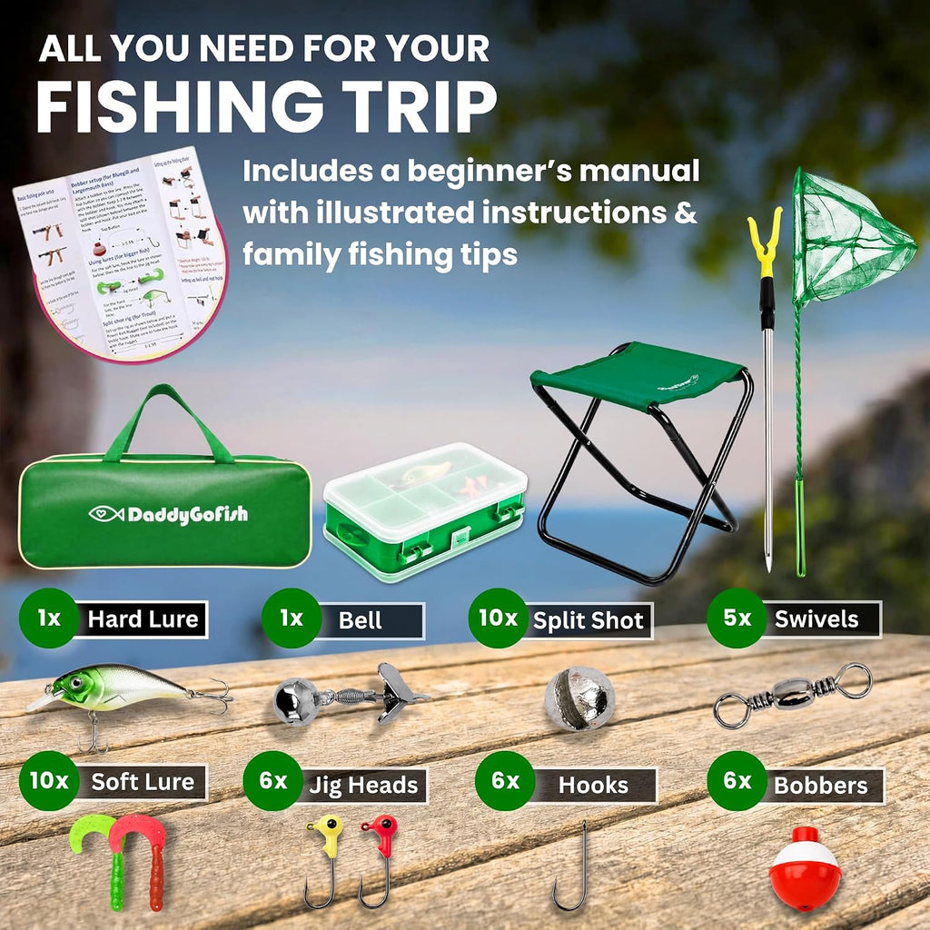 Kids Fishing Pole for Boys, Girls & Youth Age, Toddler Fishing Pole Set Kit