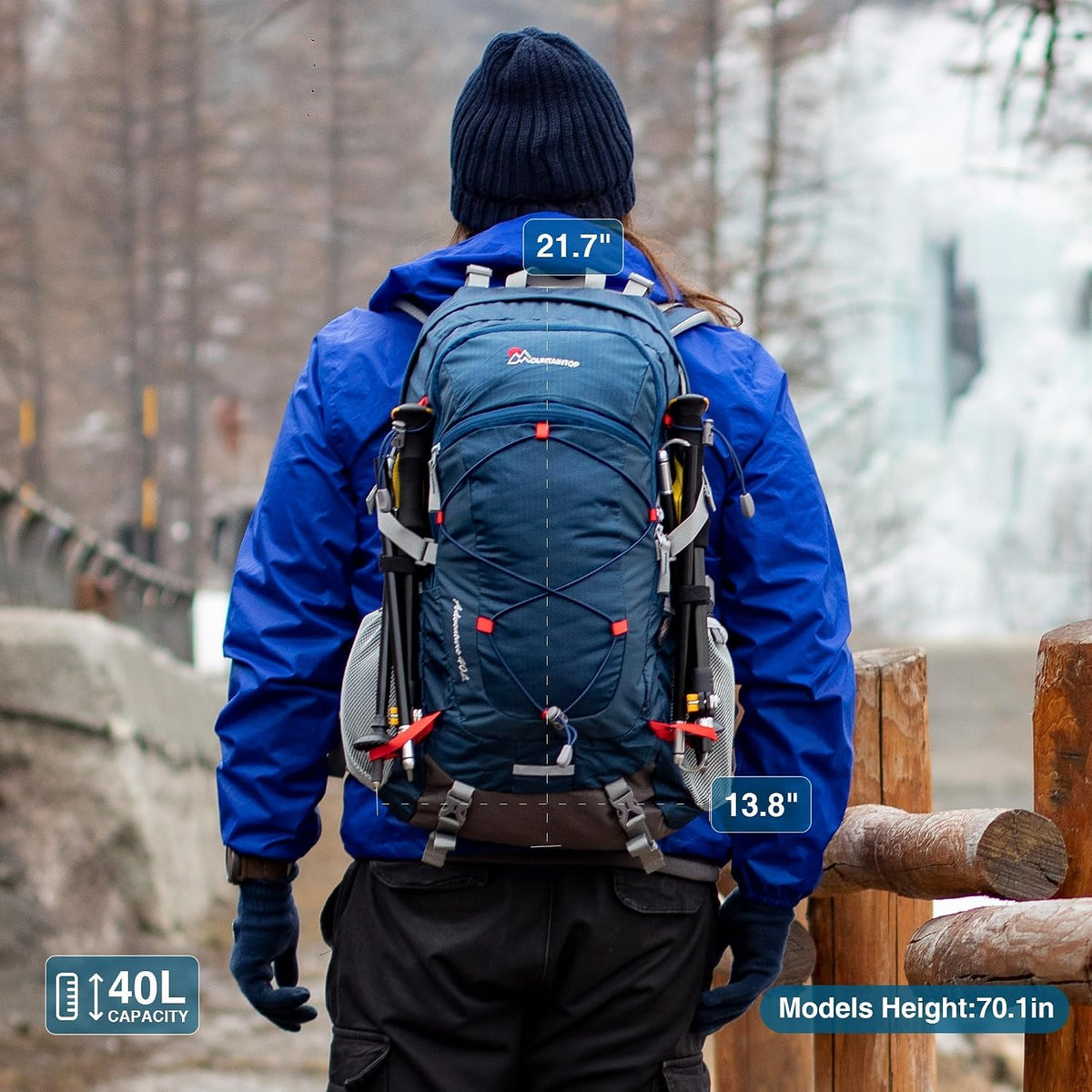 MOUNTAINTOP 40L Hiking Backpack, Lightweight Outdoor Backpacking Pack