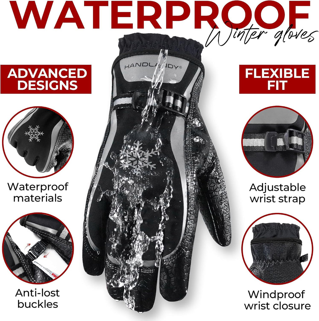 HANDLANDY Winter Work Gloves for Men Women, 3M Thinsulate Insulated Thermal Waterproof Skiing Hiking Cold Weather Gloves