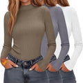 Evervibe 3 Pack Women's Ribbed Mock Neck Thermal Tops