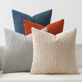 MIULEE Blue Orange Decorative Throw Pillow Covers for Couch Living Room 18x18 Inch Soft Pillow Cases Set of 4 Boho Striped Corduroy Farmhouse Cushion Covers Home Decor for Sofa Bed