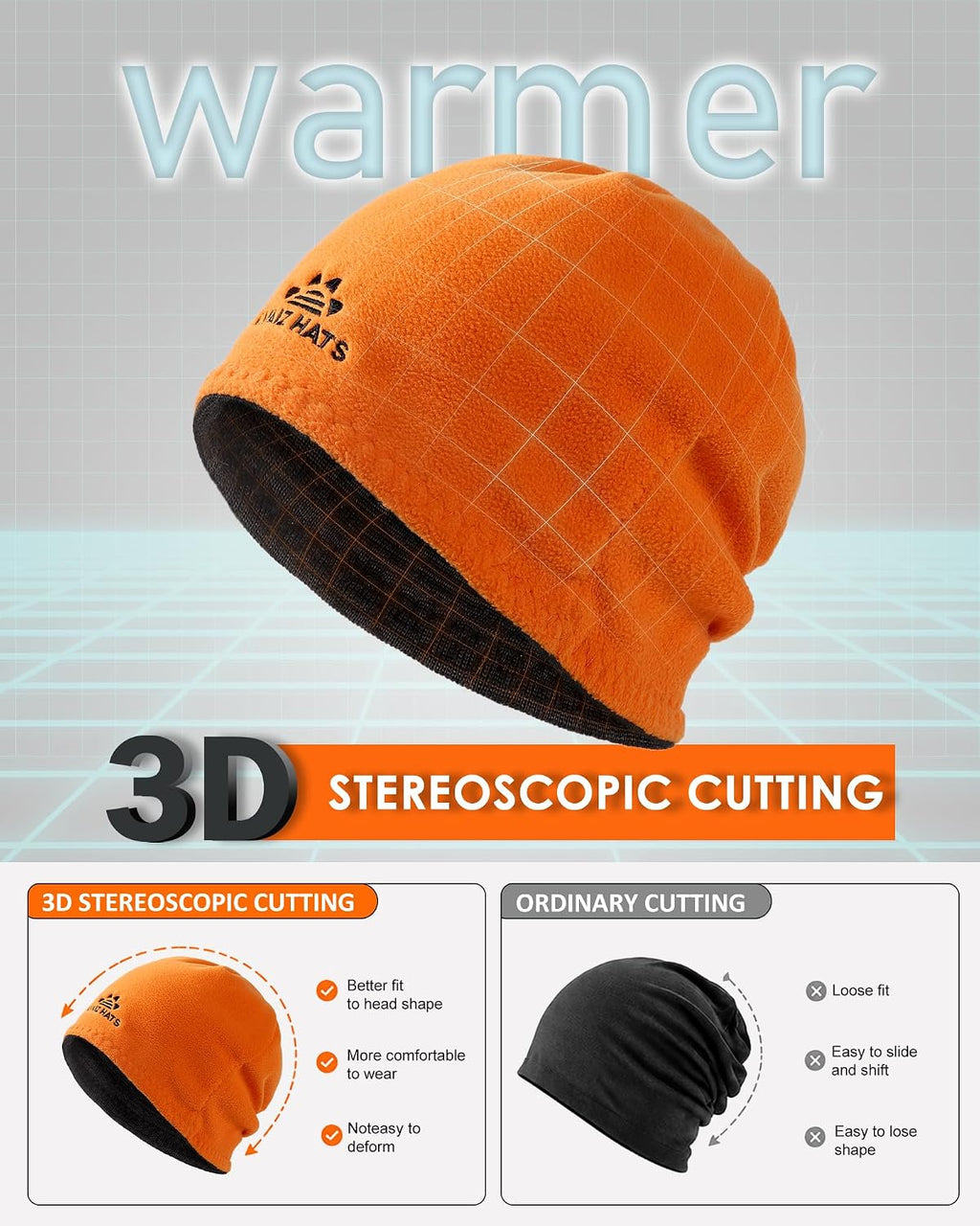 Winter Beanie Hat Scarf Set for Men Women Fleece Lined Warm Windproof Ski