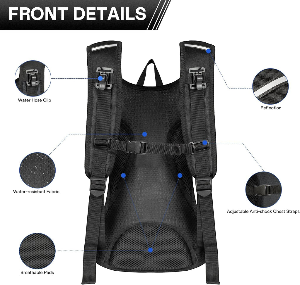 OUTSKIRT Hydration Backpack with 2L Water Bladder, Lightweight and Breathable Running Hydration Pack, Water Backpack for Hiking, Cycling, Trail Running, Marathons & Outdoor Adventures for Men Women