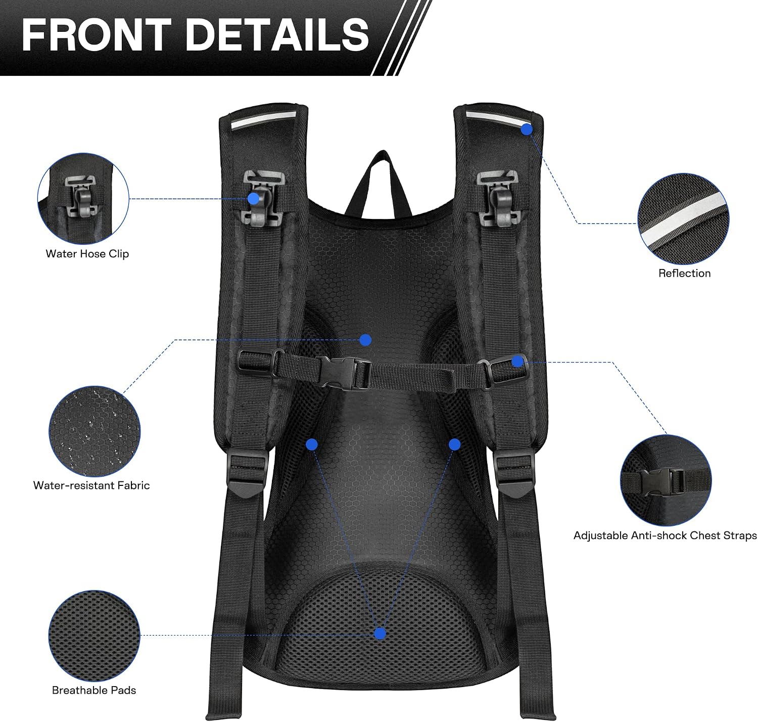 OUTSKIRT Hydration Backpack with 2L Water Bladder, Lightweight and Breathable Running Hydration Pack, Water Backpack for Hiking, Cycling, Trail Running, Marathons & Outdoor Adventures for Men Women