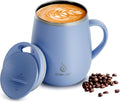 Ideus 16 oz Insulated Coffee Mug with Lid and Handle (Ocean Blue 2.0)
