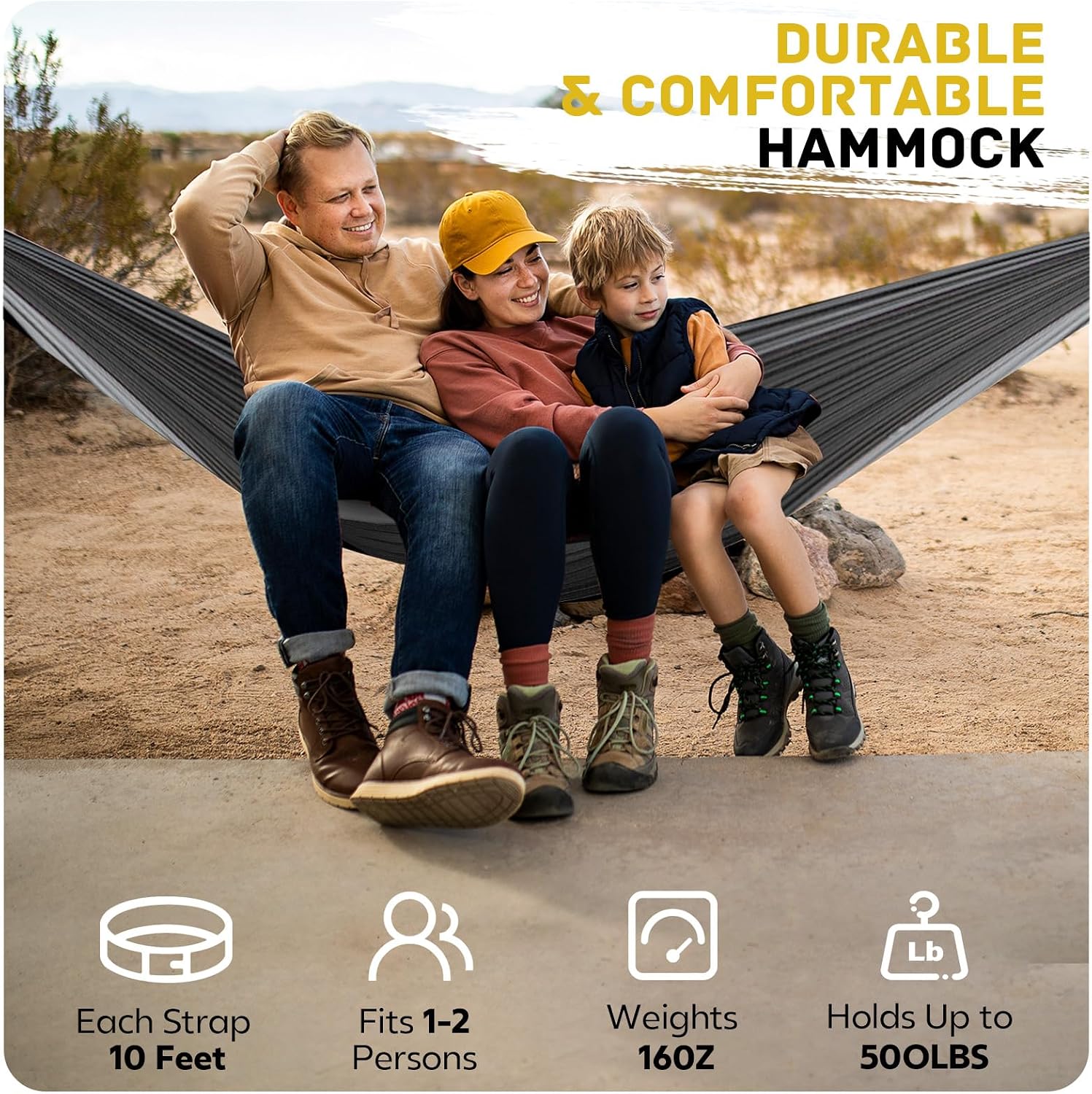 Camping Hammock Lightweight, Portable Hammocks Parachute Hammock with Two Tree Straps, Single or Double Travel Swing Nylon Camp Hammocks, Outdoor Essentials for Beach Backpacking Hiking, Orange