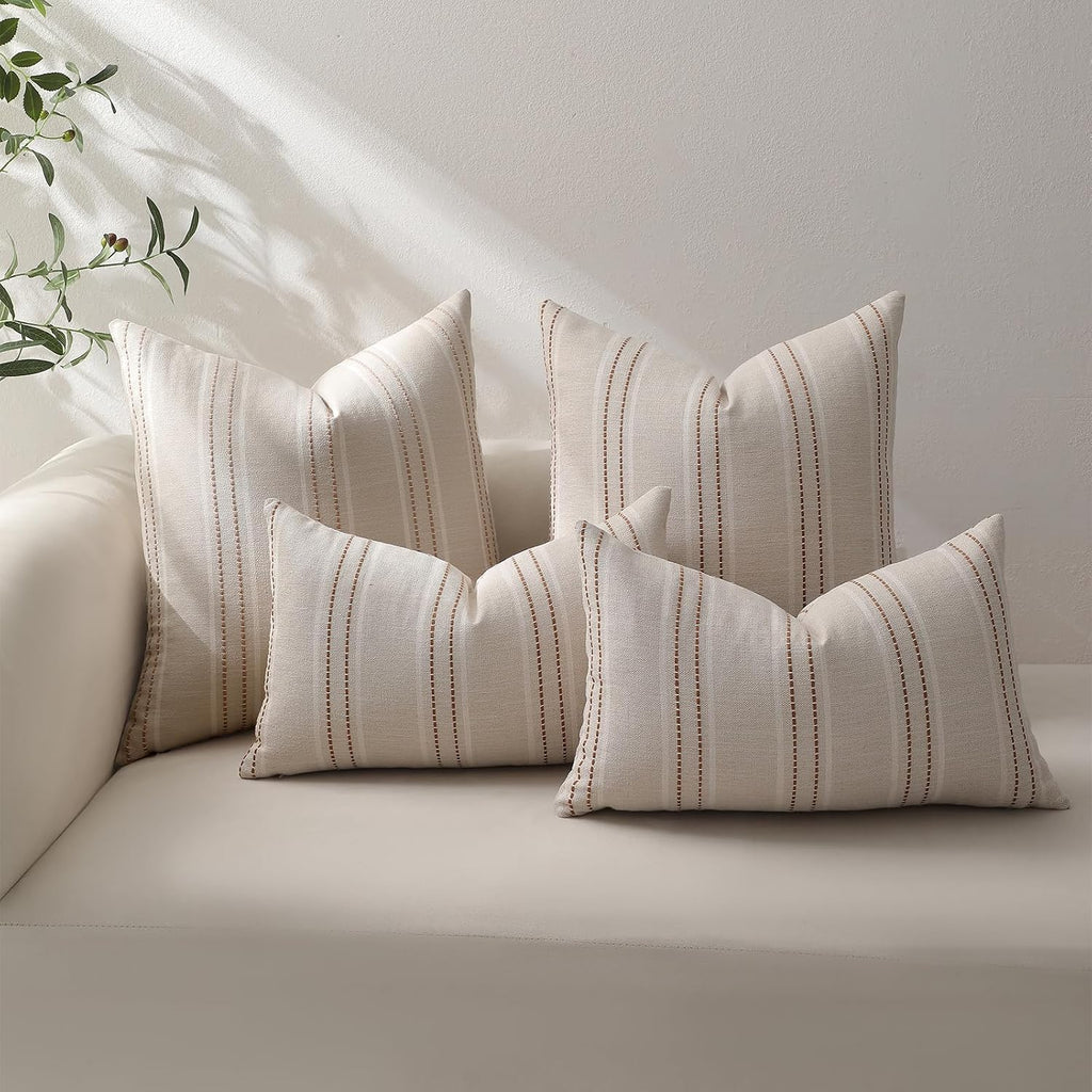 Hckot Striped Throw Pillow Covers 20x20 Set of 2 Fall Pillow Covers Caramel