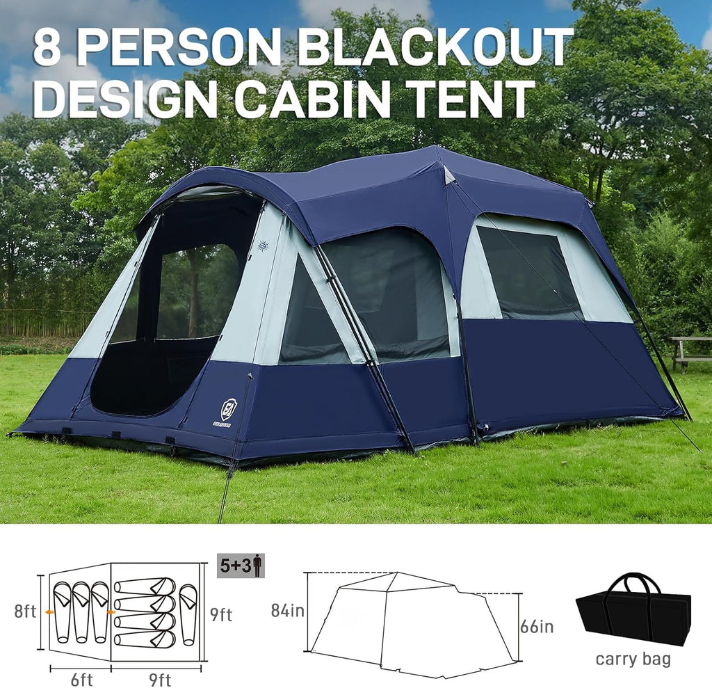 EVER ADVANCED 8 Person Blackout Design Cabin Tent