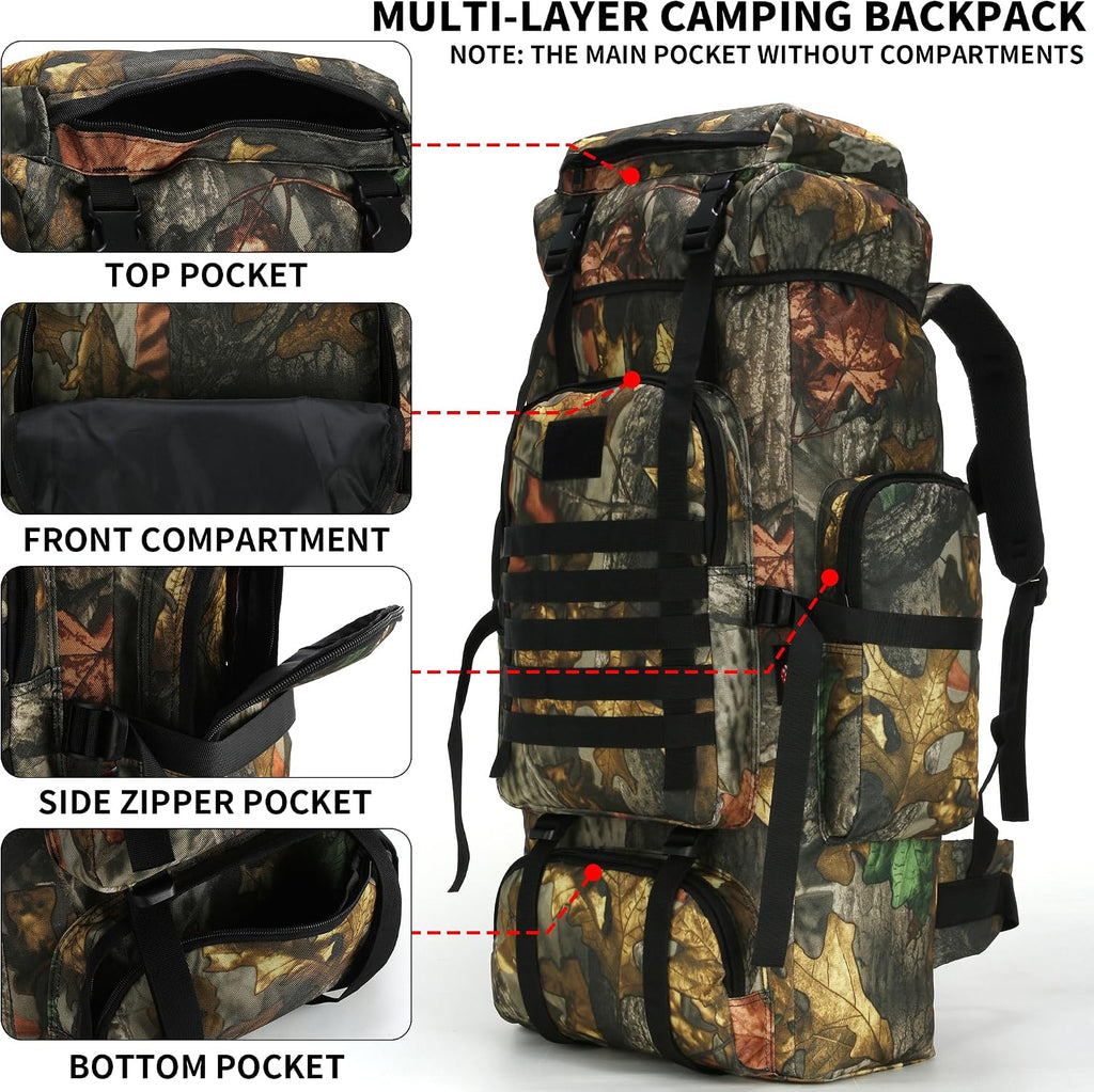 Hiking Backpack for Men 70L/100L Camping Backpack Military Rucksack Molle 3 Days Assault Pack for Climbing