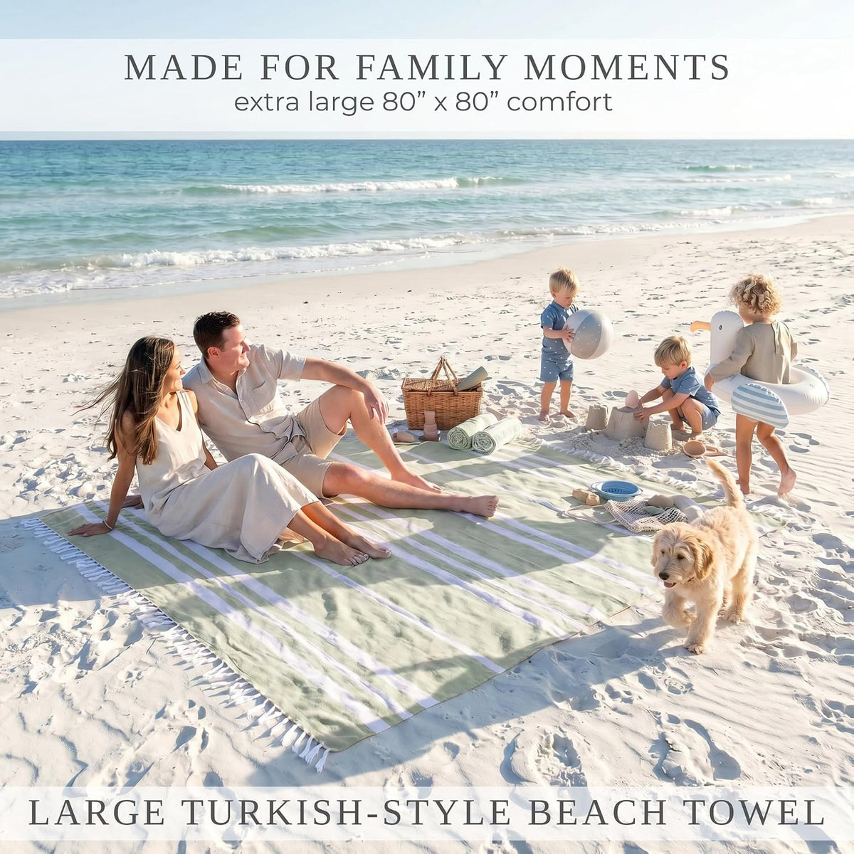 Beautiful Extra Large Beach Blanket with Tassels - Soft Turkish Towel