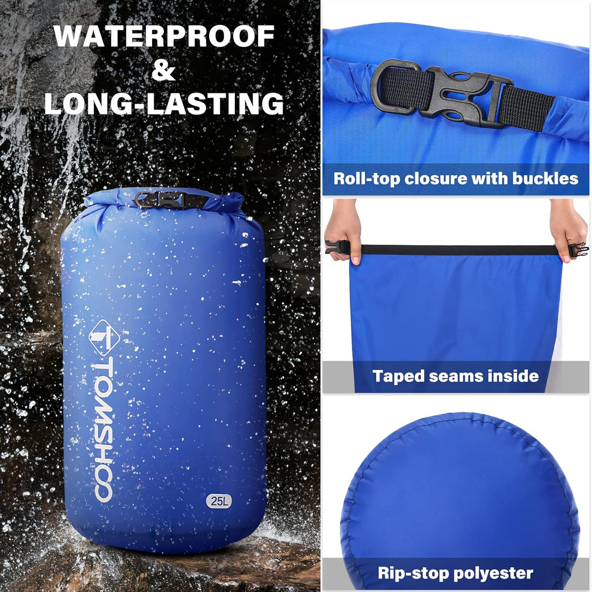 TOMSHOO 3-Pack/5-Pack Dry Bag Lightweight Waterproof