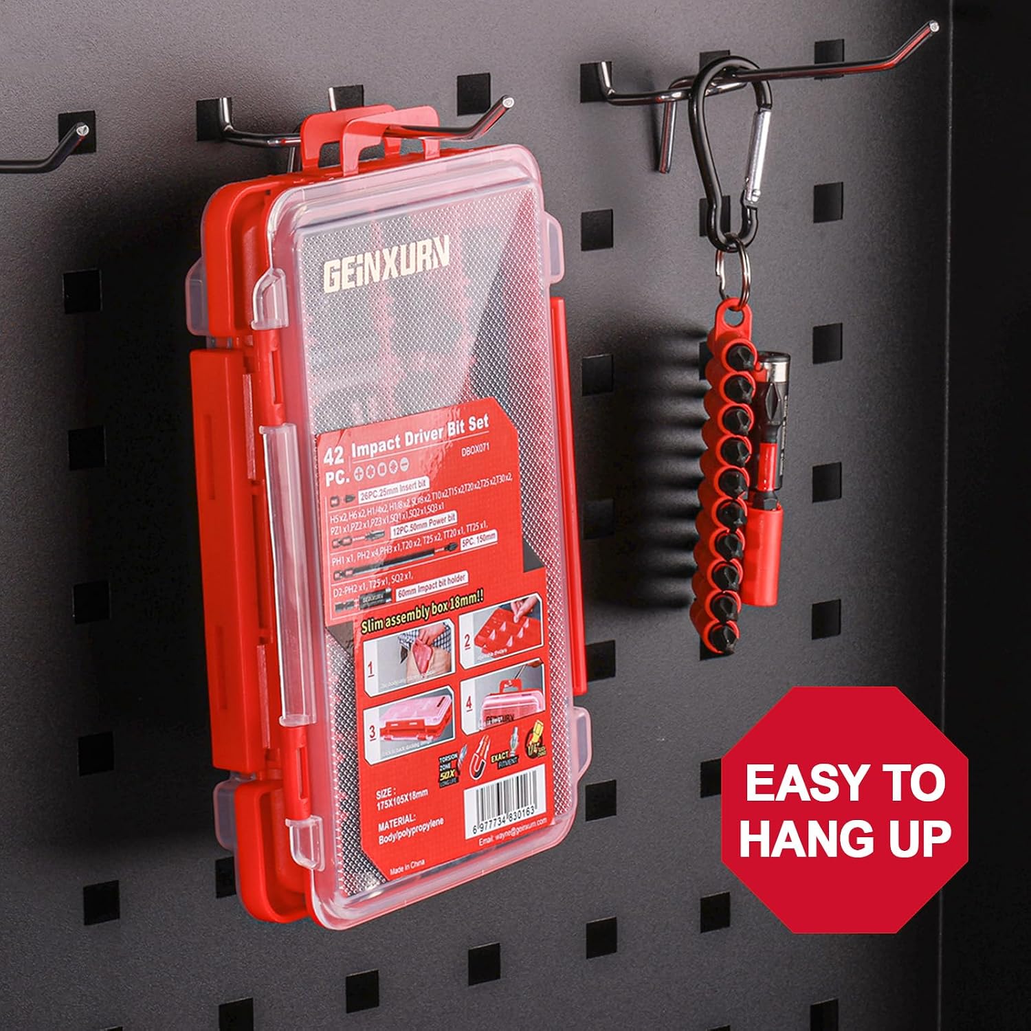 Geinxurn 42pieces Screwdriver Bits Set, Impact Magnetic S2 Steel Multi Insert Power Bits Tips with Impact Bit Holder with Storage Box（PH/TORX/SQ/PZ/HEX/SL）
