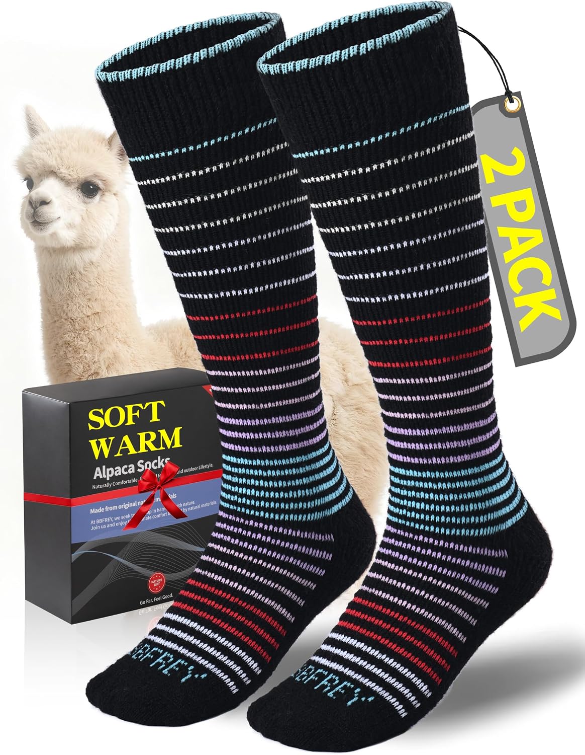 Over-The-Calf Alpaca Wool Boot Socks for Men Women - Thick Thermal Socks for Winter Hiking, Hunting, Moisture Wicking
