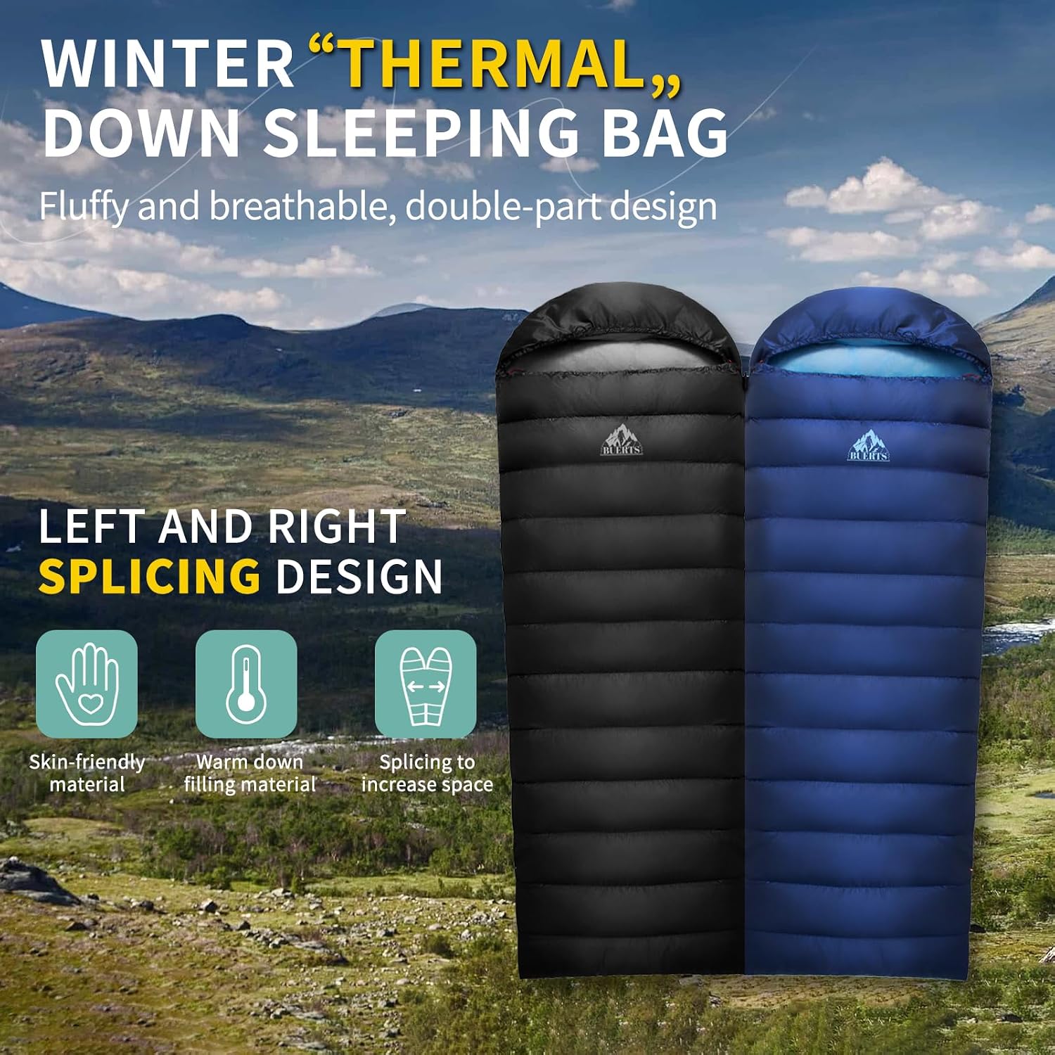 Down Sleeping Bag for Adults. 680FP Ultralight Portable, Backpacking Sleeping Bag for Hiking, Camping, Mountaineering.