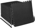 ProsourceFit Exercise Puzzle Mat ½-inch, EVA Interlocking Foam Floor Tiles for Home Gym, Workout Equipment, Kids Play Areas, Black, 144 SQ FT - 36 Tiles
