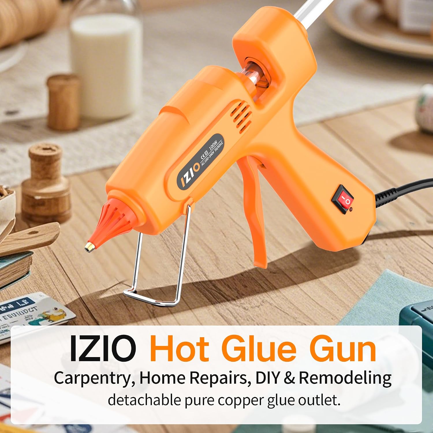 IZIO 100W Hot Glue Gun Kit with Storage Bag, 21 Glue Sticks, Fast Heating Full Size Glue Gun for Crafts, DIY, Home Repair, Wood, Fabric, School Projects