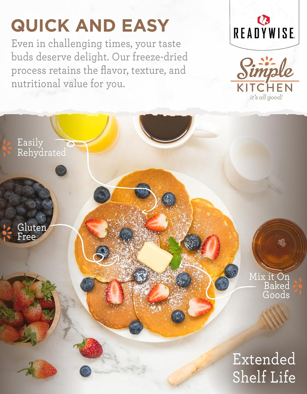 SIMPLE KITCHEN Homestyle Pancake Mix #10 Can, 20 Servings, Camping Meals