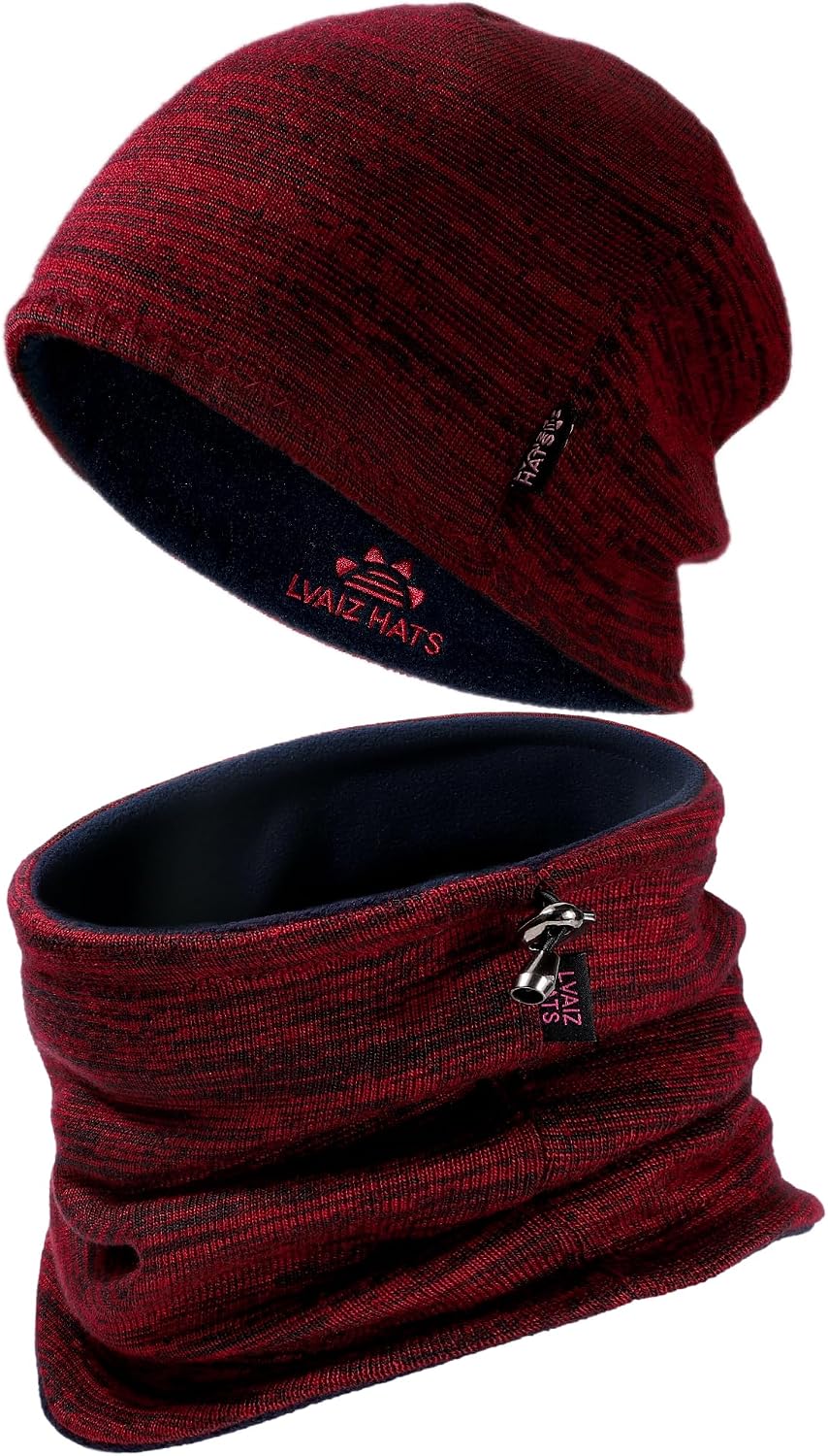 Winter Beanie Hat Scarf Set for Men Women Fleece Lined Warm Windproof Ski
