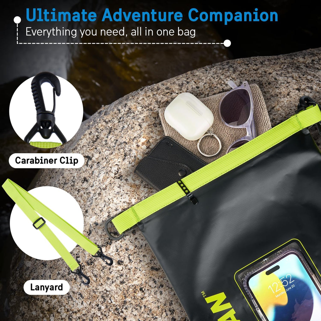 Pelican Marine IP68 Waterproof Dry Bag 5L w/Phone Pouch/Case - Black/Yellow