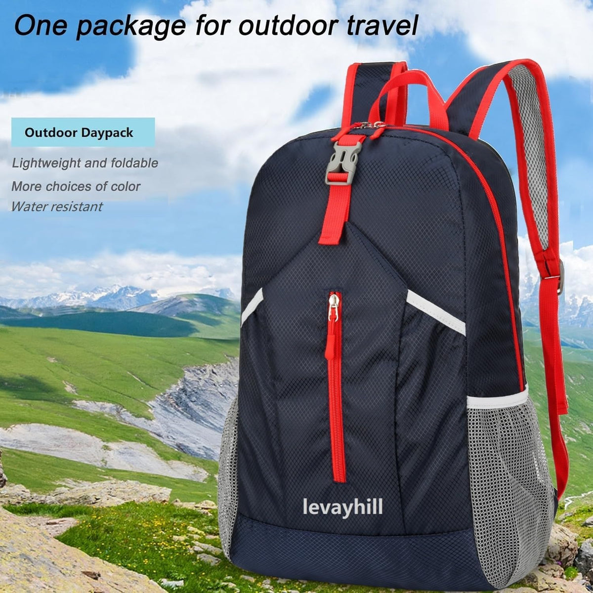 levayhill 25L Foldable Hiking Backpack,Small Packable Daypack,Dark Blue