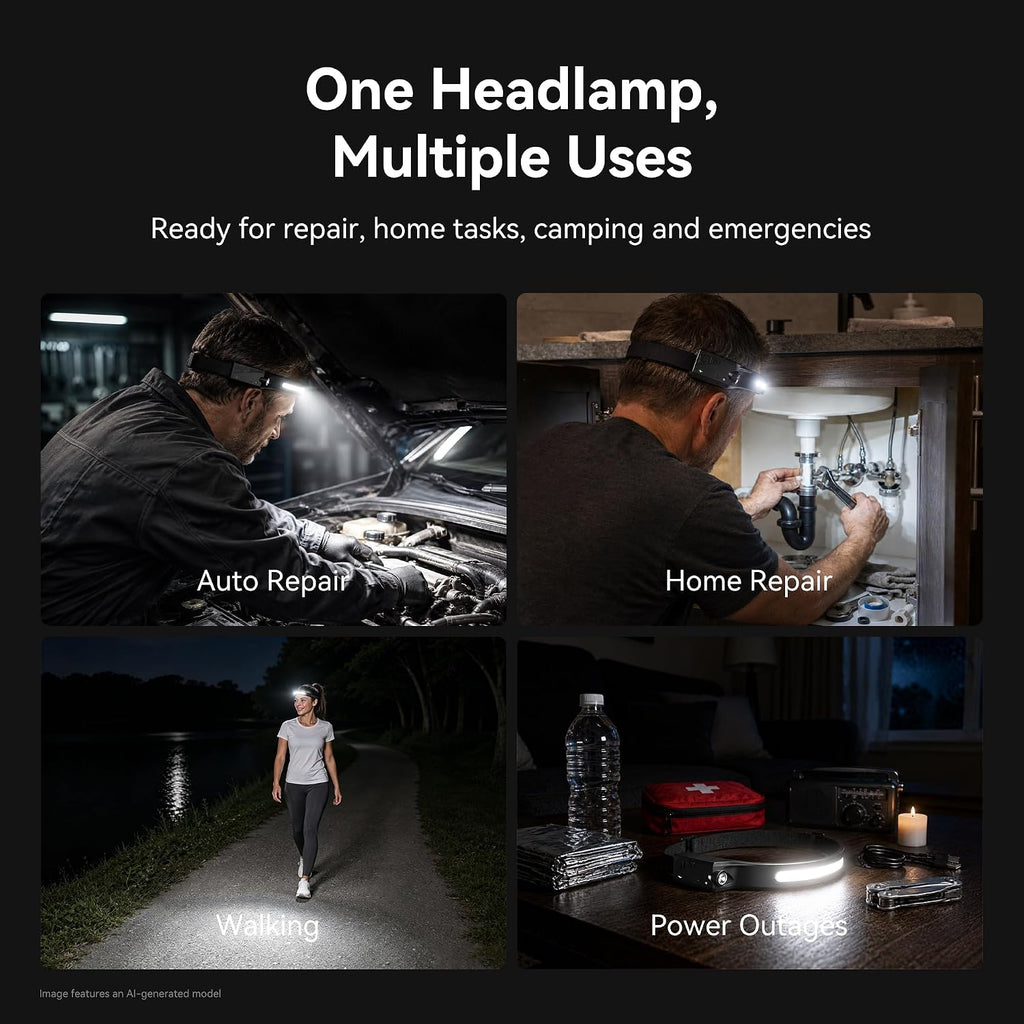 EGUKU Rechargeable Headlamp 2 Pack, 230° Wide Beam LED Head Lamp for Adults