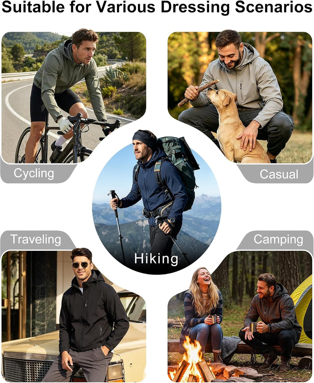 Outdoor Ventures Men's Softshell Jacket Waterproof Fleece Rain Shell Coat