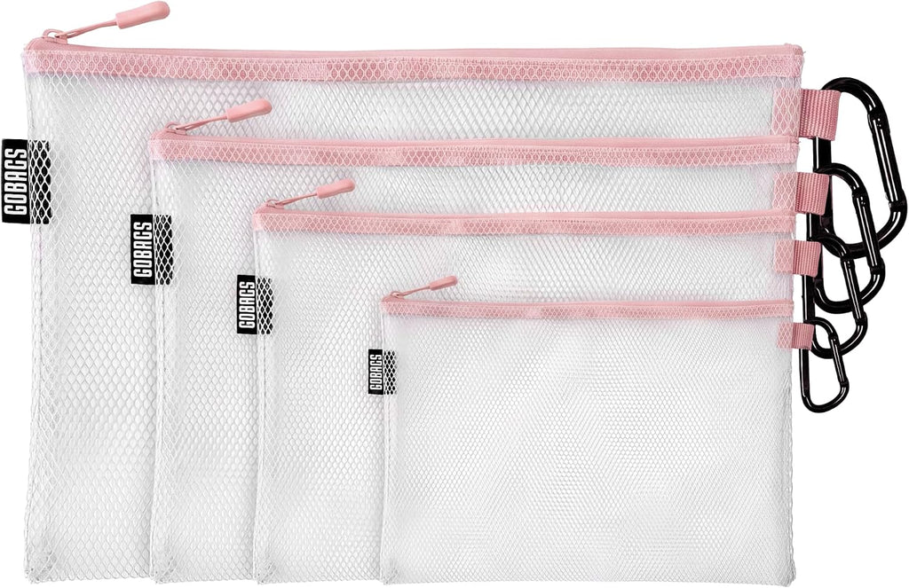 GOBAGS Air Production Multi‑Size Clear Zipper Pouch (4‑Pack) – Cable Organizer & Travel Gear Bag for Electronics, Camera Accessories, Tool Pouch & Small Tech Storage (Mint Green)