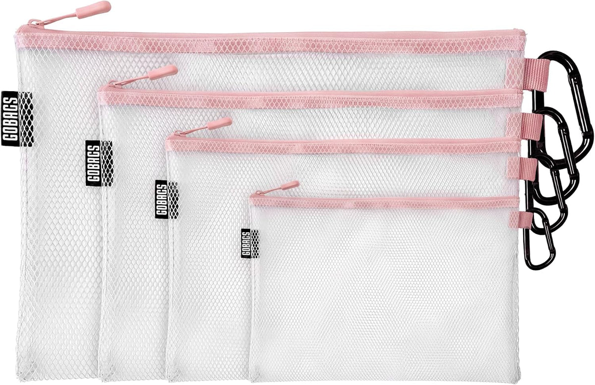 GOBAGS Air Production Multi‑Size Clear Zipper Pouch (4‑Pack) – Cable Organizer & Travel Gear Bag for Electronics, Camera Accessories, Tool Pouch & Small Tech Storage (Mint Green)