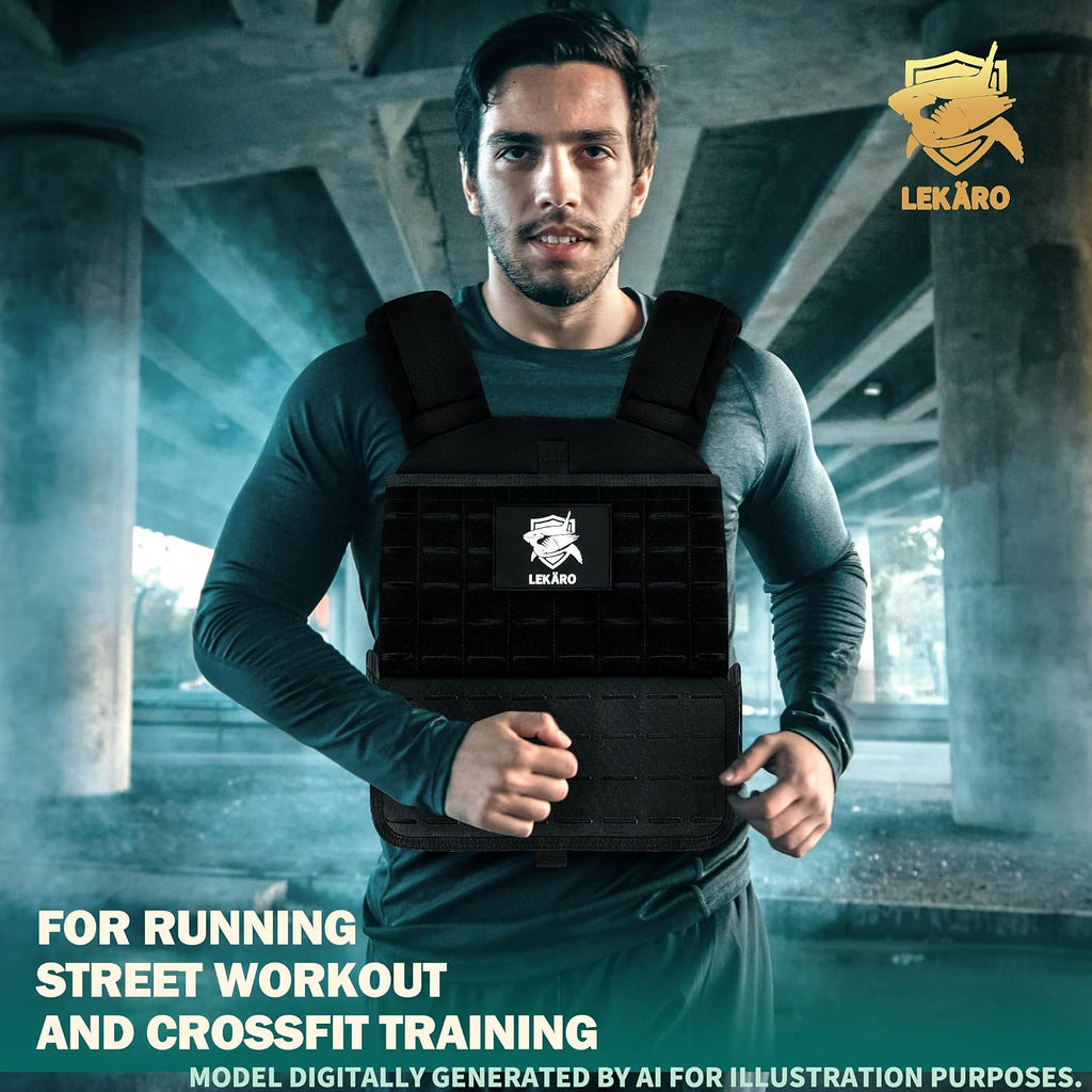 Adjustable Weighted Vest for Men Women – Tactical Vest for Rucking, HIIT & CrossFit, Fits 10x12 Plates, 600D Breathable Weight Vest & Exercise Vest for Strength Training, Weights Not Included