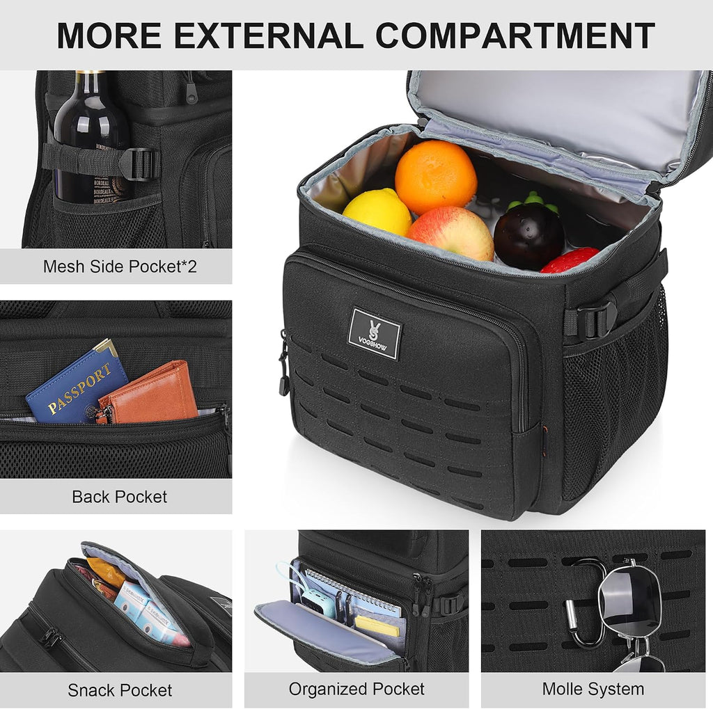 Insulated Double Deck Cooler Backpack, 36 Cans Large Leakproof Cooler Bag