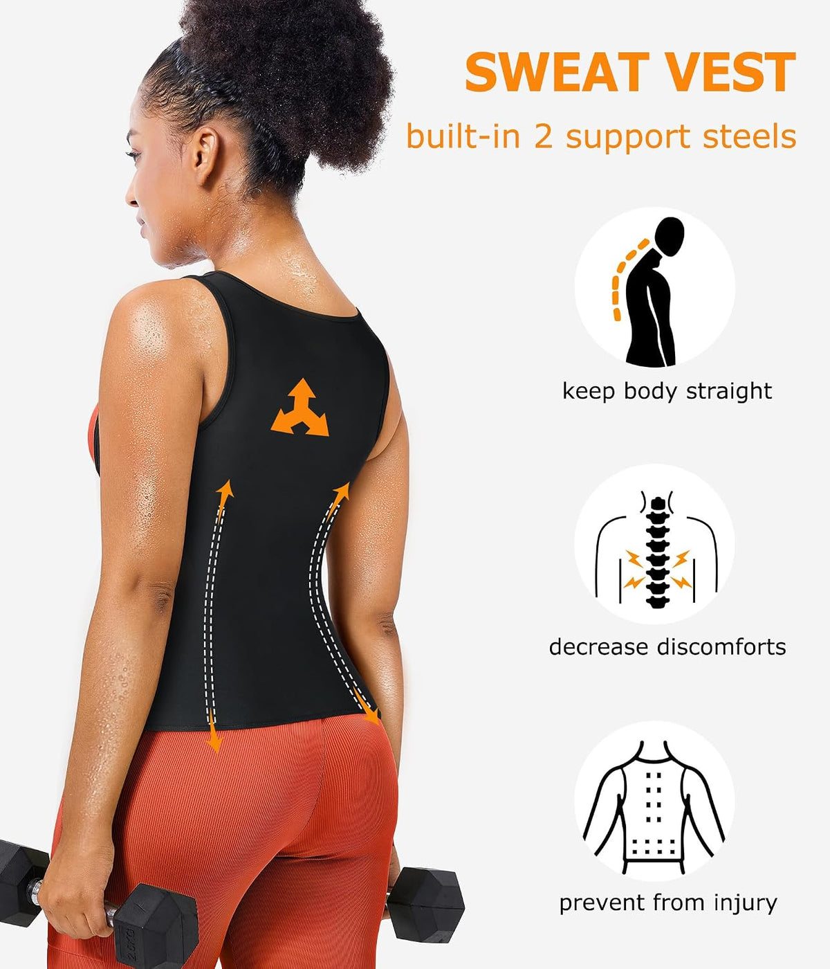 TrainingGirl Sauna Sweat Suit for Women Waist Trainer Workout Faja Weight Vest Body Shaper Shirt Band