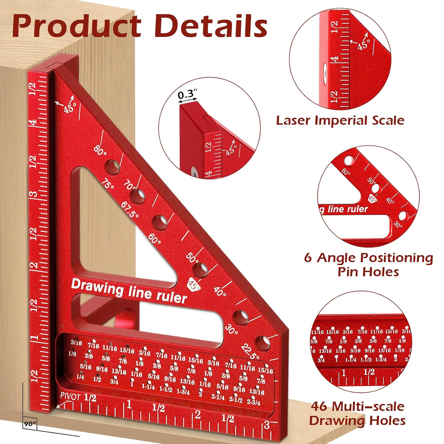 3D Multi-Angle Measuring Ruler -Precision Woodworking 3D Square Protractor