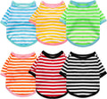 Geyoga 6 Pieces Dog T-Shirt Striped Cotton Breathable Spring Summer Pet Apparel Colorful Soft Puppy Sweatshirt Clothes for Small to Medium Dogs Puppy(Light Color,S)