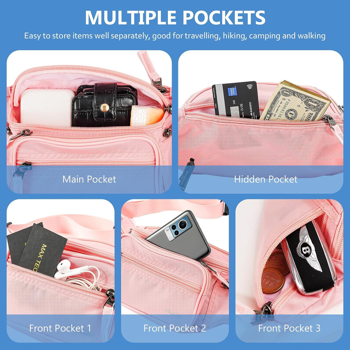 ProCase Fanny Pack Waist Packs for Men Women, Waist Bag Hip Pack for Travel Hiking Running Outdoor Sports