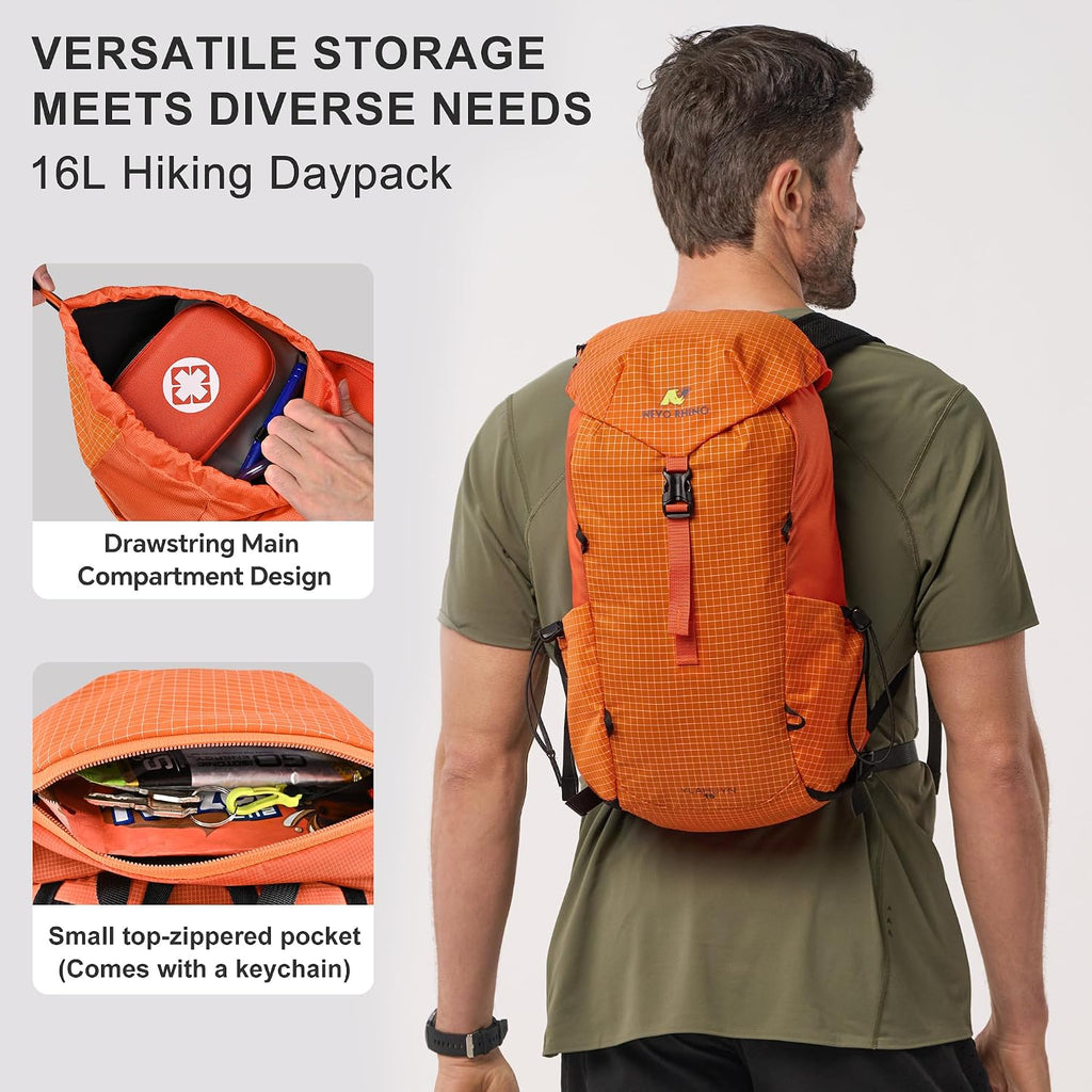 N NEVO RHINO 16L Hiking Backpack, Lightweight Daypack for Men Women