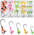 AGOOL Fishing Jig Heads Hooks Kit, 35/60pcs Round Ball Jig Heads Fishing Lures Crappie Jig Heads for Soft Plastic Baits Bass Trout Soft Worm Shrimp Lures Freshwater Saltwater