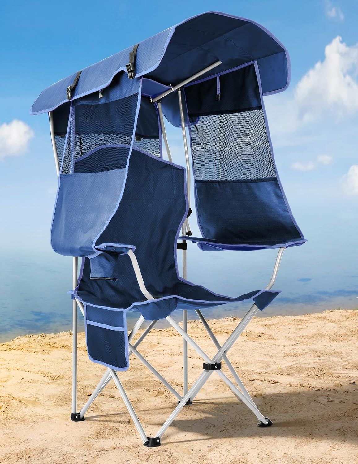 Docusvect Camping Chair with Canopy Shade - Canopy is the Backpack