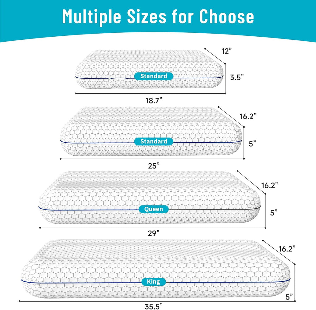 CushyOasis Memory Foam Pillows for Sleeping, Bed Pillow, Camping Size