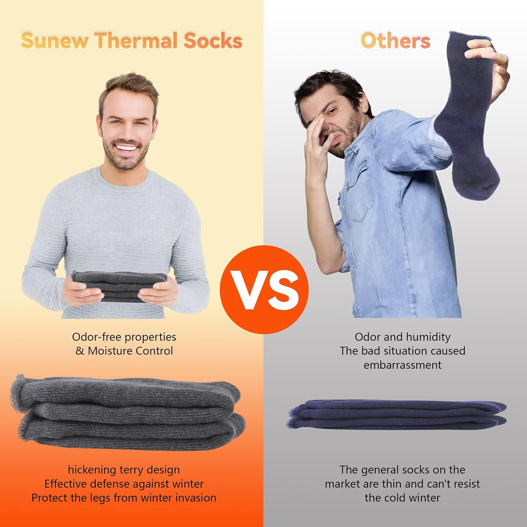Sunew 4 Pairs Thermal Socks Skiing Snowboarding Hiking Mens Womens 7X Warmer Winter Crew Boot Socks