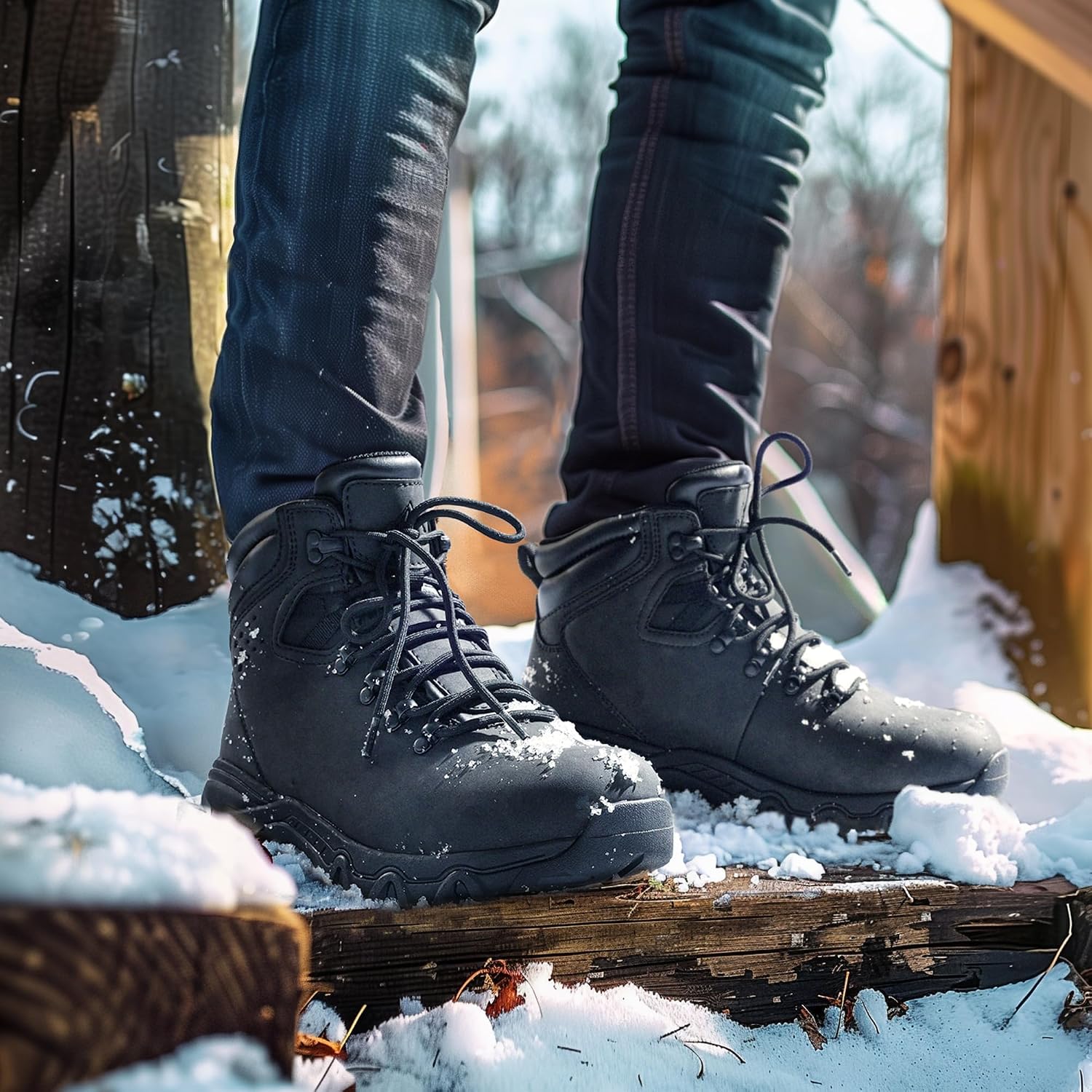 NORTIV 8 Men's Hiking Winter Insulated Snow Boots