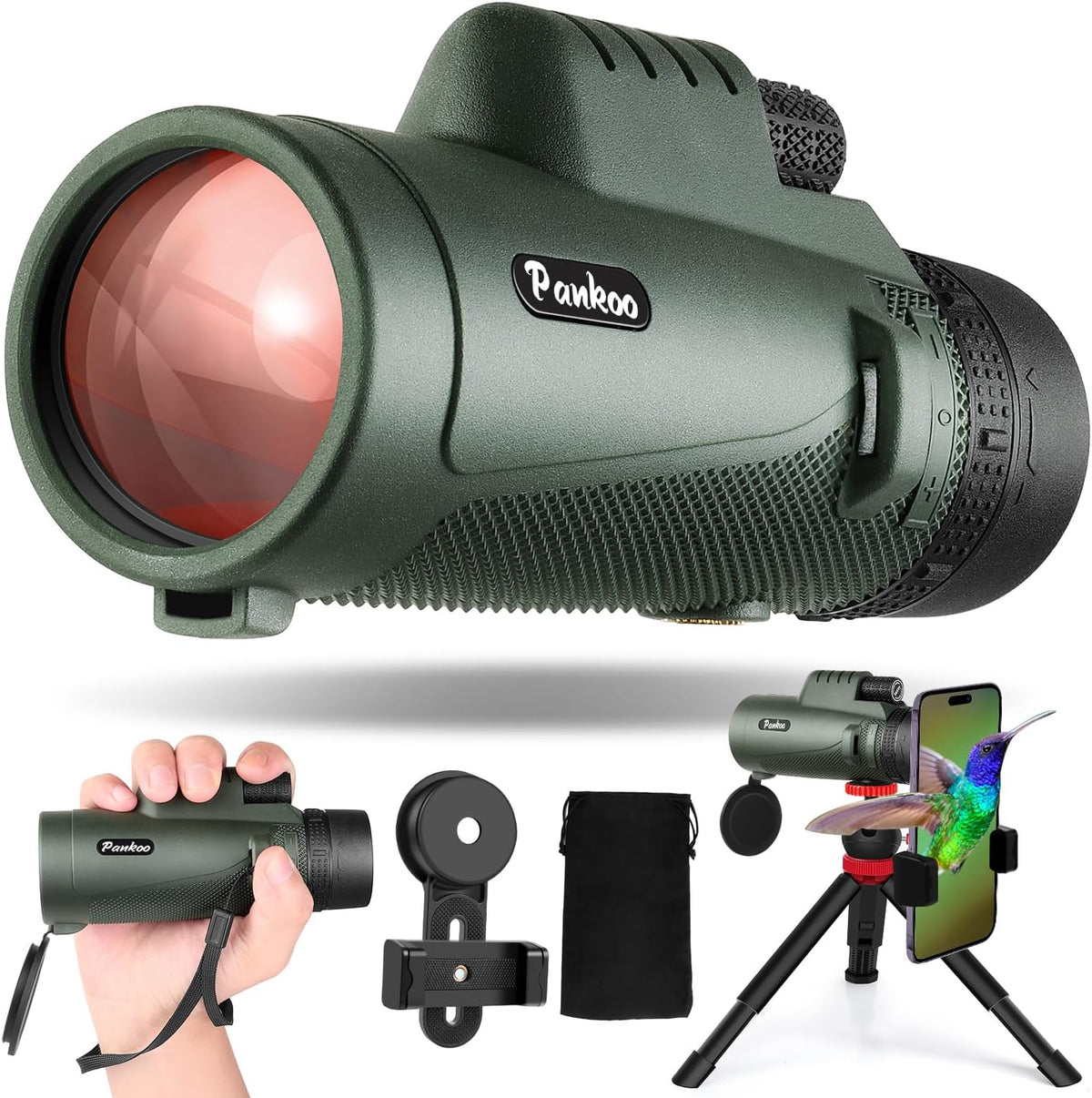 12x60 Powerful Monocular for Adults High Powered, 2026 New Version, Smartphone Adapter Tripod Plus Portable Bag, Larger Vision Monoculars with BAK4 Prism & FMC Lens, for Bird Watching Hiking