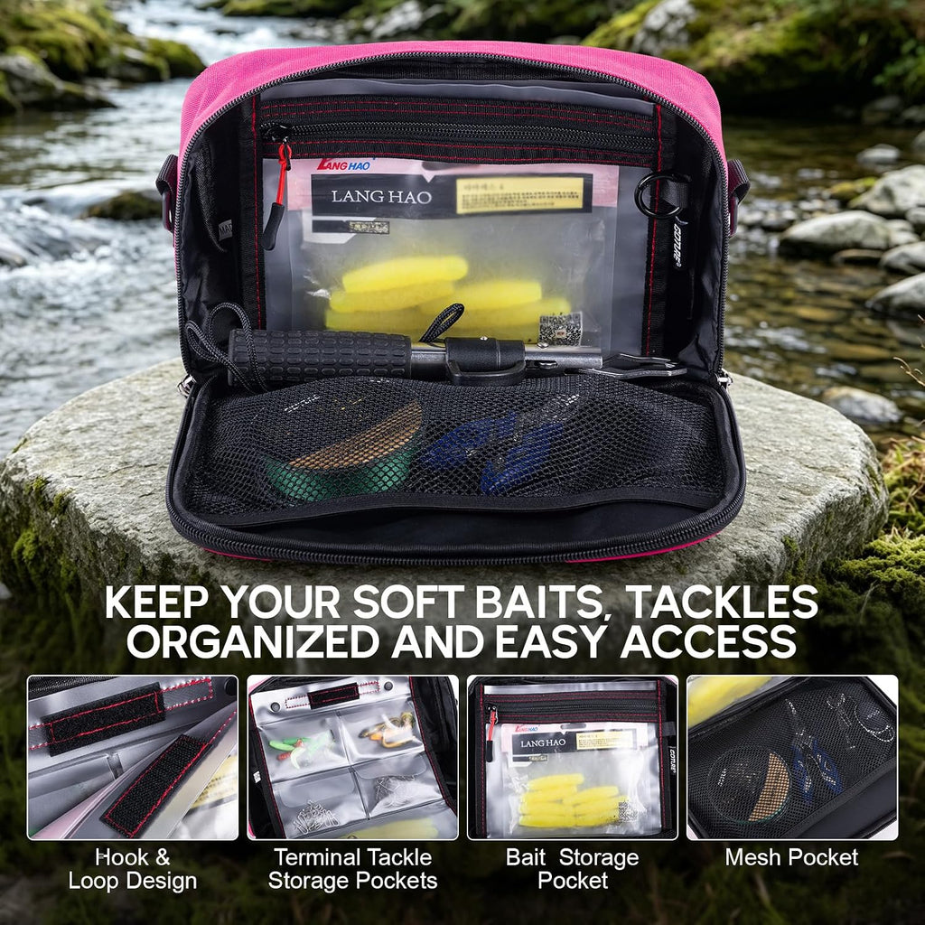 Goture Fishing Tackle Bag, Bait Binder with Detachable PVC Clear Sleeves