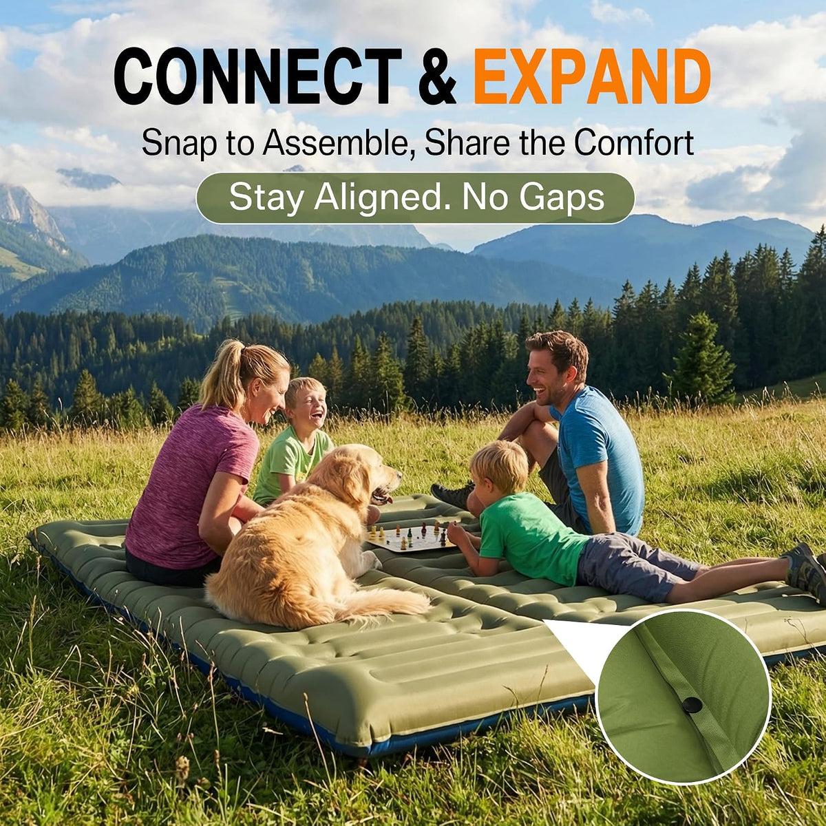 NINTYNINE Camping Sleeping Pad, 5.9" Extra-Thick Reinforced Camping Mat with Built-in Pillow & Foot Pump, Ultralight Compact Inflating Camping Air Mattress for Backpacking Hiking Travel Tent Beach