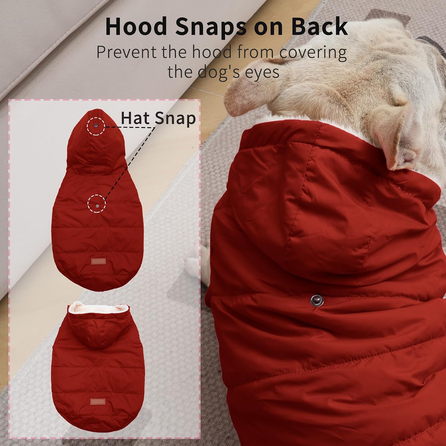 Vecomfy Warm Dog Coats with Hoodie,Winter Dog Jackets for Smaller Dogs