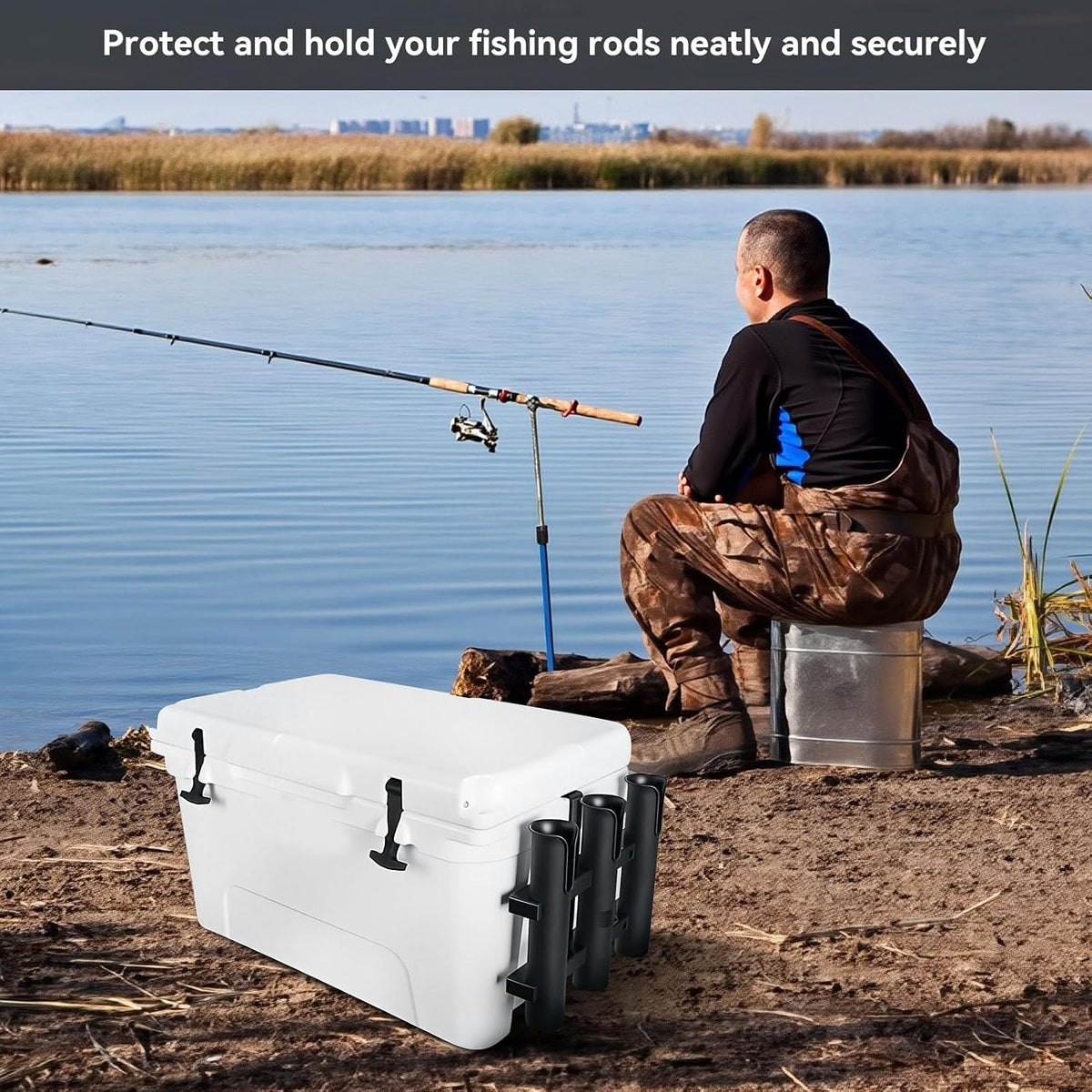Fishing Rod Holder Bracket, Wall Mounted 3 Rod Rack Fishing Rod Holder for Boat Kayak Garage Storage or Truck