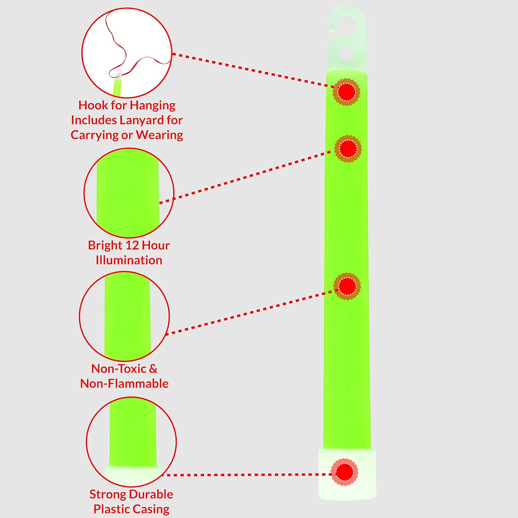 MediTac Green Glow Sticks - Premium Bright 6” Snap & Light Sticks - 12 Hour (12 Pack)