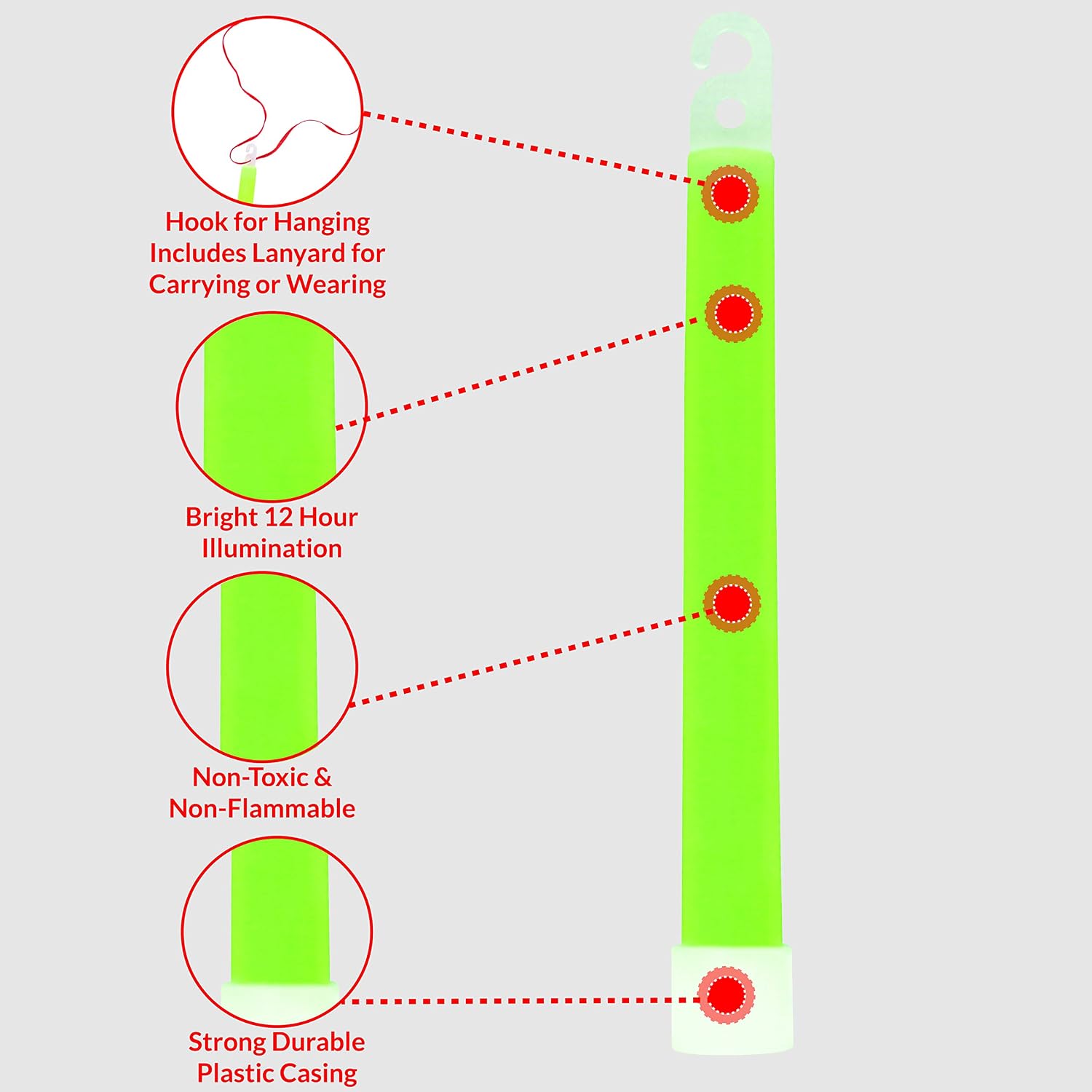 MediTac Green Glow Sticks - Premium Bright 6” Snap & Light Sticks - 12 Hour (12 Pack)