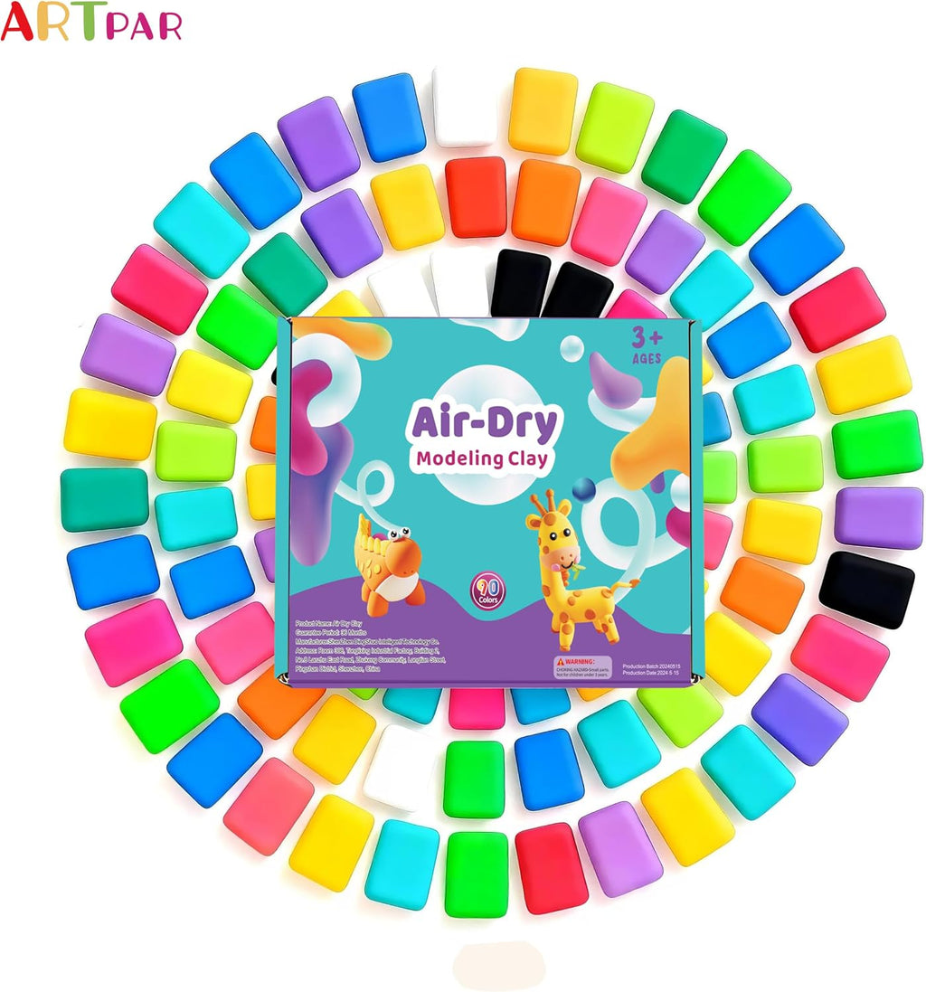 ARTPAR Air Dry Clay for Kids,90 Colors Modeling Magic Clay Bulk Kit