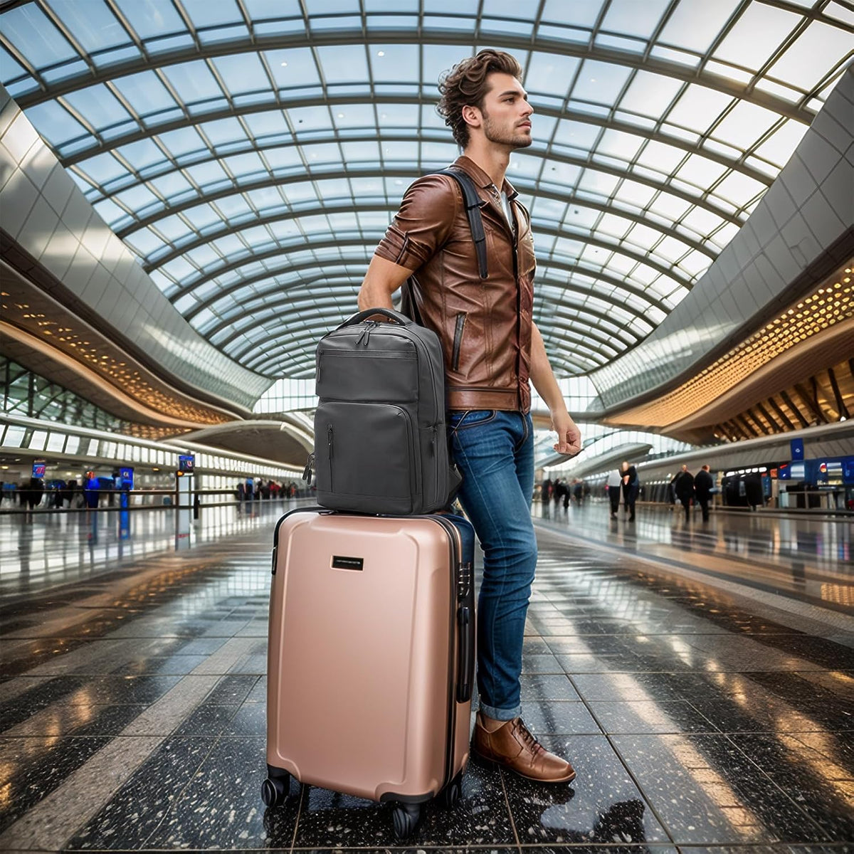 20L 15.6 Inch Laptop Backpack Anti Theft Flight Approved Gray
