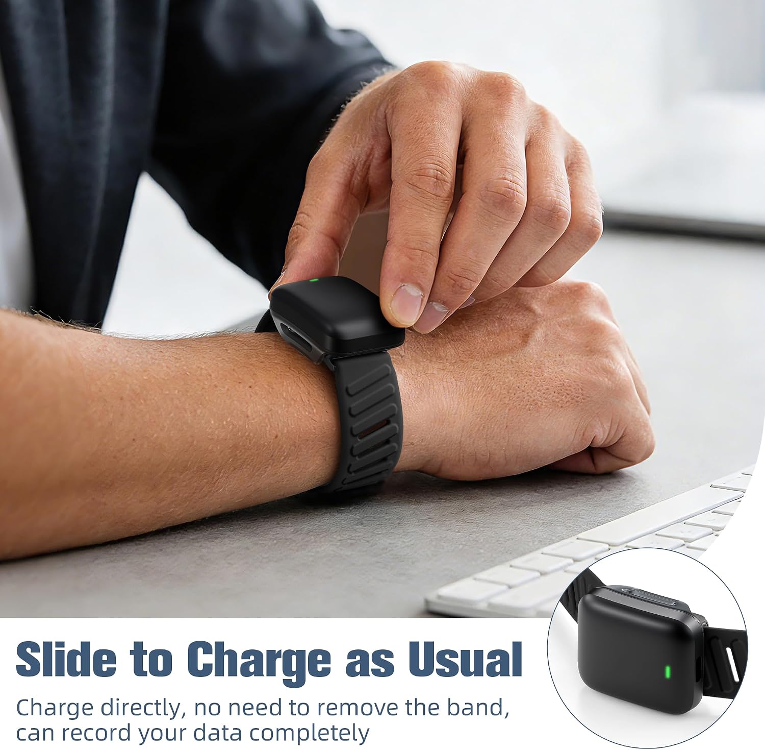 Getino Sport Band Compatible with Whoop 5.0 Bands One, Peak and Life/MG, Breathable Waterproof Silicone Adjustable Replacement Accessories Strap for Whoop Band 5.0 Fitness Activity Tracker, Black